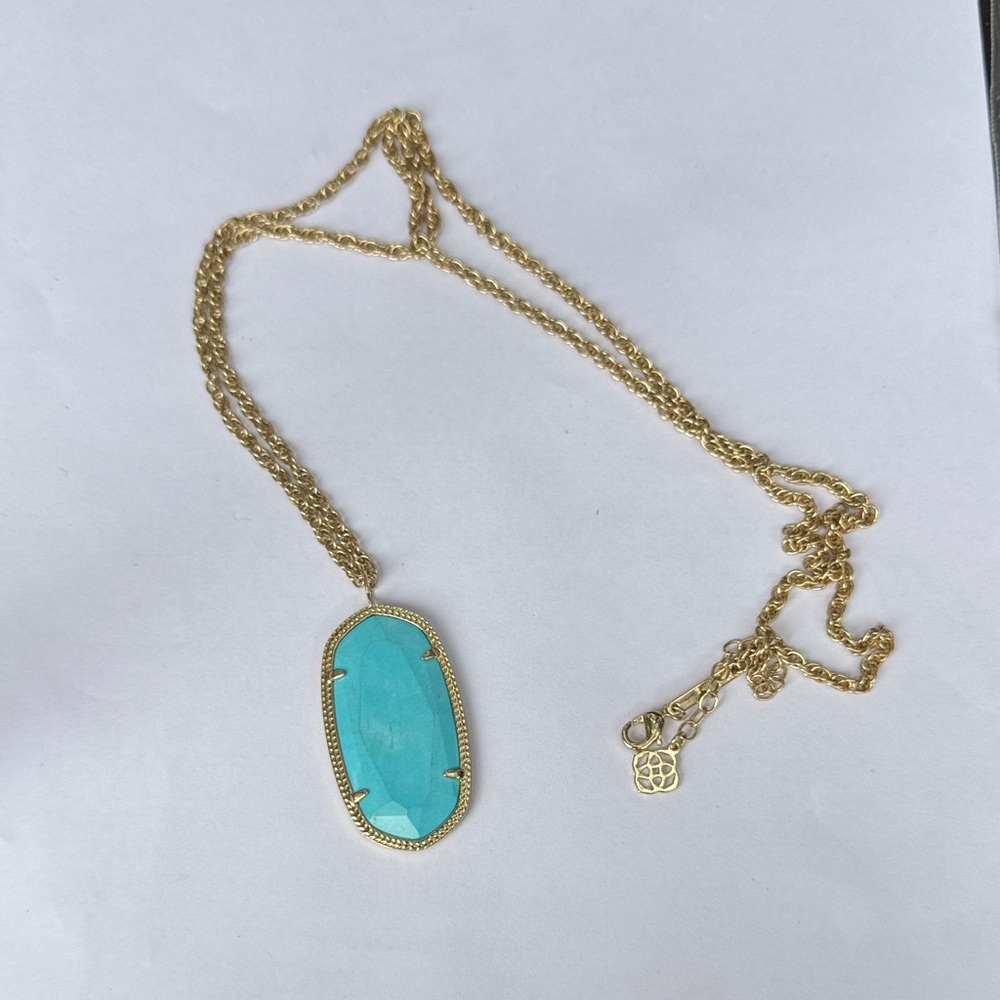 Kendra Scott Elegant Gold and Turquoise Pendant Necklace